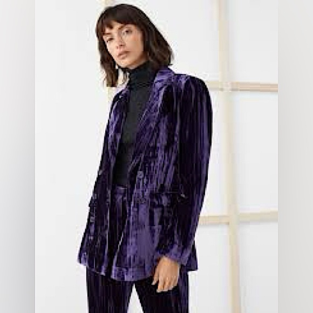 & Other Stories double-breasted velvet blazer